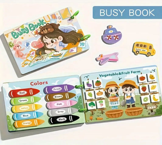 Montessori Busy Book for Kids, Educational Toy, 12 Pages Toddler Activity Binder