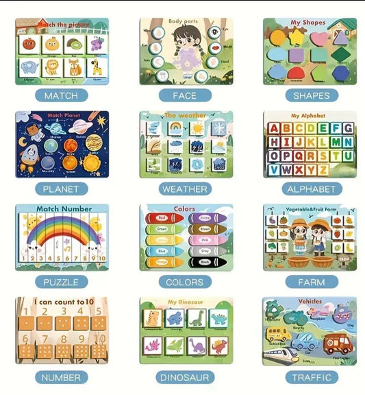 Montessori Busy Book for Kids, Educational Toy, 12 Pages Toddler Activity Binder