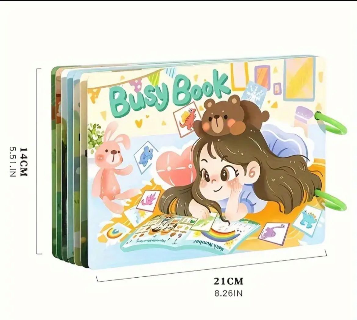 Montessori Busy Book for Kids, Educational Toy, 12 Pages Toddler Activity Binder